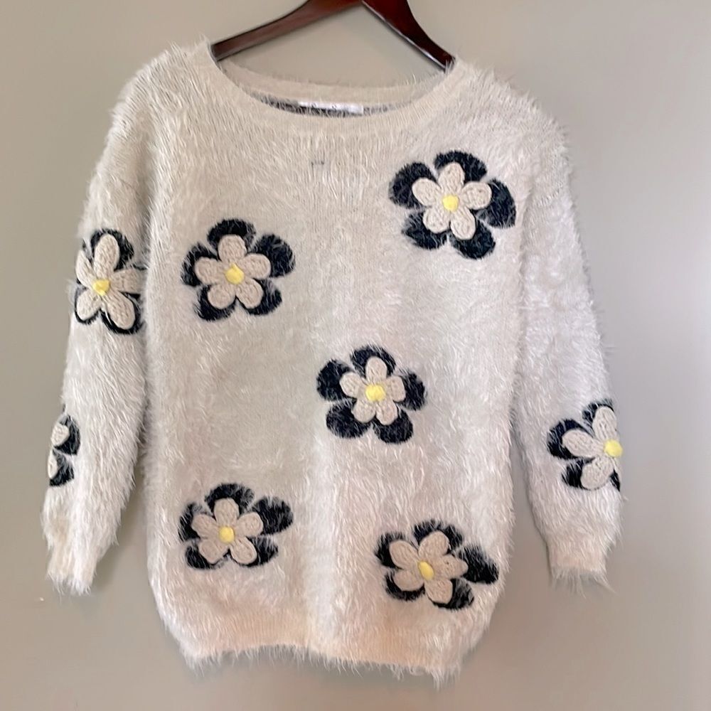 Sans souci fuzzy textured sweater